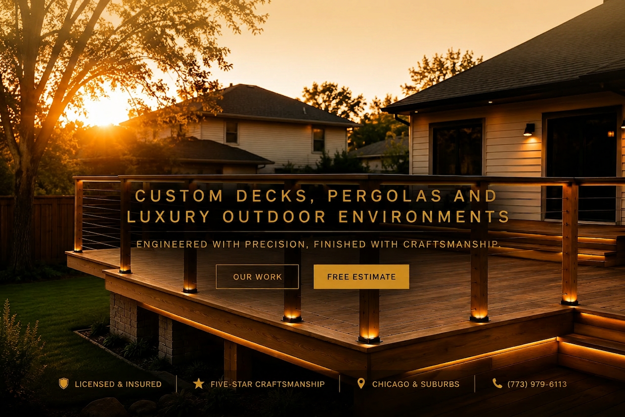 Custom decks, pergolas and luxury outdoor environments — engineered with precision, finished with craftsmanship