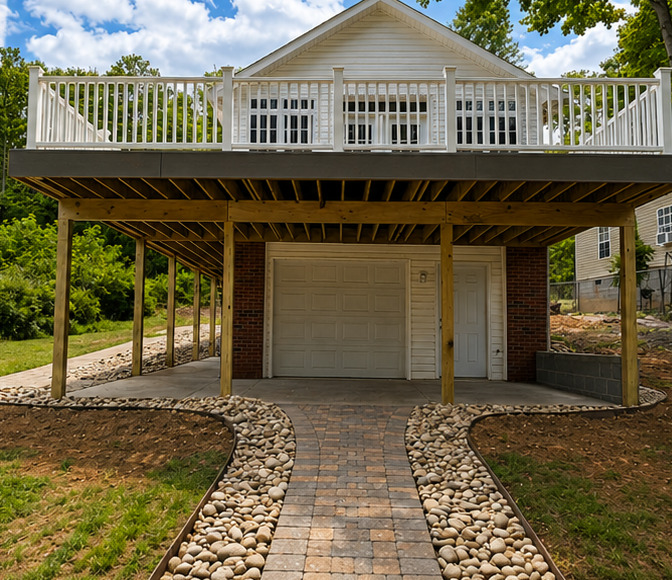 Elevated Carport & Deck after