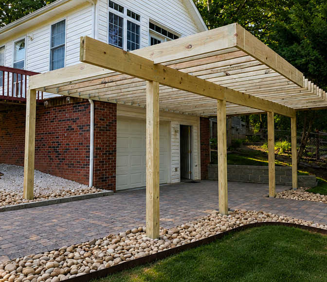Elevated Carport & Deck before